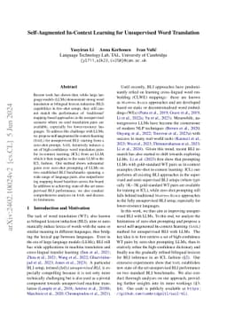 Self-Augmented In-Context Learning for Unsupervised Word Translation