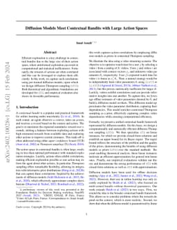 Diffusion Models Meet Contextual Bandits with Large Action Spaces