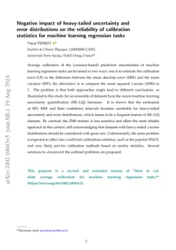 Negative impact of heavy-tailed uncertainty and error distributions on
  the reliability of calibration statistics for machine learning regression
  tasks