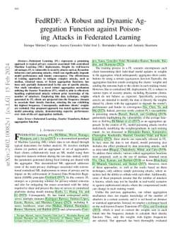 FedRDF: A Robust and Dynamic Aggregation Function against Poisoning
  Attacks in Federated Learning