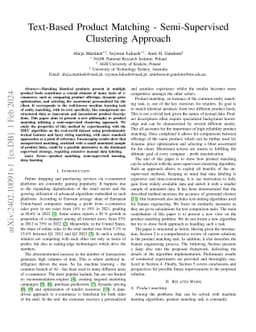 Text-Based Product Matching -- Semi-Supervised Clustering Approach