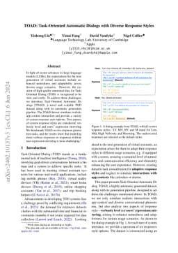 TOAD: Task-Oriented Automatic Dialogs with Diverse Response Styles