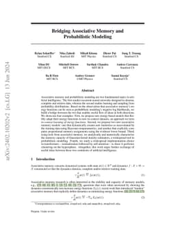 Bridging Associative Memory and Probabilistic Modeling