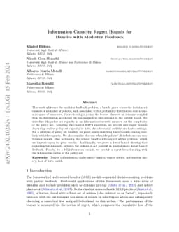 Information Capacity Regret Bounds for Bandits with Mediator Feedback