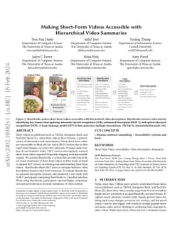 Making Short-Form Videos Accessible with Hierarchical Video Summaries