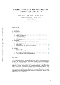 Pretext Training Algorithms for Event Sequence Data