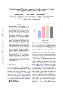Smaller Language Models are capable of selecting Instruction-Tuning
  Training Data for Larger Language Models