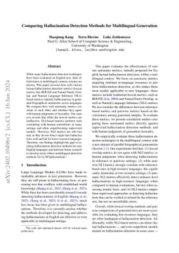 Comparing Hallucination Detection Metrics for Multilingual Generation