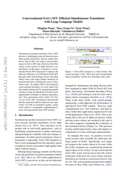 Conversational SimulMT: Efficient Simultaneous Translation with Large
  Language Models