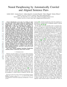 Neural paraphrasing by automatically crawled and aligned sentence pairs
