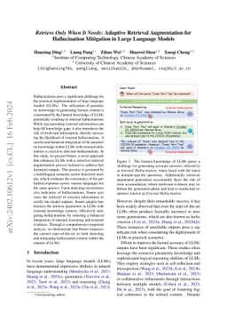 Retrieve Only When It Needs: Adaptive Retrieval Augmentation for
  Hallucination Mitigation in Large Language Models