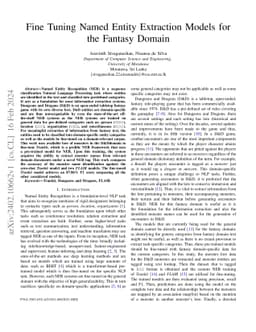 Fine Tuning Named Entity Extraction Models for the Fantasy Domain