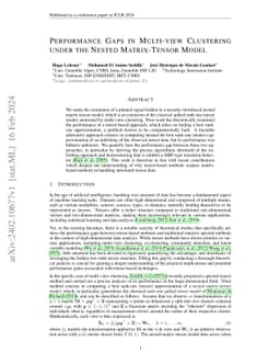 Performance Gaps in Multi-view Clustering under the Nested Matrix-Tensor
  Model