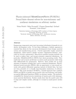 Physics-informed MeshGraphNets (PI-MGNs): Neural finite element solvers
  for non-stationary and nonlinear simulations on arbitrary meshes