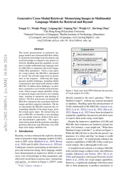 Generative Cross-Modal Retrieval: Memorizing Images in Multimodal
  Language Models for Retrieval and Beyond