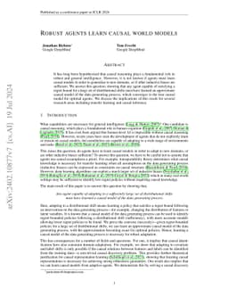 Robust agents learn causal world models