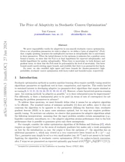 The Price of Adaptivity in Stochastic Convex Optimization