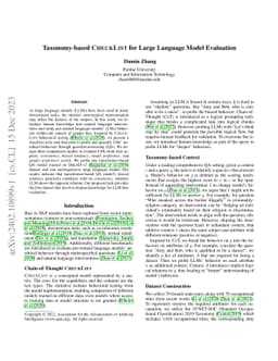 Taxonomy-based CheckList for Large Language Model Evaluation