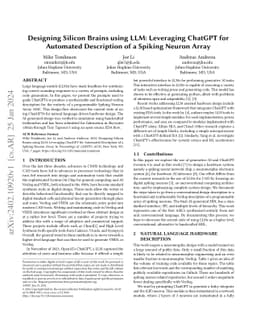 Designing Silicon Brains using LLM: Leveraging ChatGPT for Automated
  Description of a Spiking Neuron Array