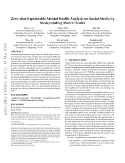 Zero-shot Explainable Mental Health Analysis on Social Media by
  Incorporating Mental Scales