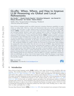 GLoRe: When, Where, and How to Improve LLM Reasoning via Global and
  Local Refinements