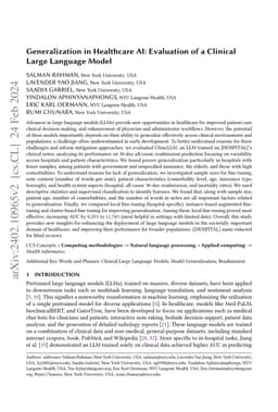 Generalization in Healthcare AI: Evaluation of a Clinical Large Language
  Model