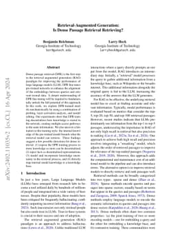 Retrieval-Augmented Generation: Is Dense Passage Retrieval Retrieving?