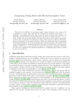 Computing Voting Rules with Elicited Incomplete Votes
