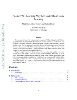 Private PAC Learning May be Harder than Online Learning