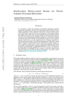 Knowledge Distillation Based on Transformed Teacher Matching
