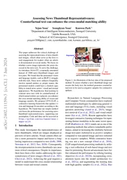Assessing News Thumbnail Representativeness: Counterfactual text can
  enhance the cross-modal matching ability