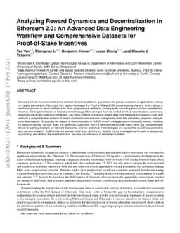 Analyzing Reward Dynamics and Decentralization in Ethereum 2.0: An
  Advanced Data Engineering Workflow and Comprehensive Datasets for
  Proof-of-Stake Incentives