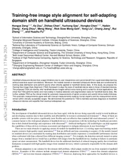 Training-free image style alignment for self-adapting domain shift on
  handheld ultrasound devices