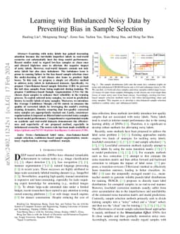 Learning with Imbalanced Noisy Data by Preventing Bias in Sample
  Selection