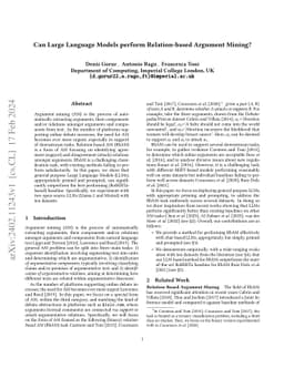 Can Large Language Models perform Relation-based Argument Mining?