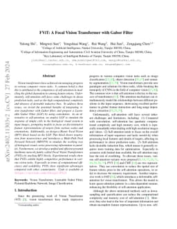 FViT: A Focal Vision Transformer with Gabor Filter