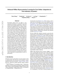 Debiased Offline Representation Learning for Fast Online Adaptation in Non-stationary Dynamics