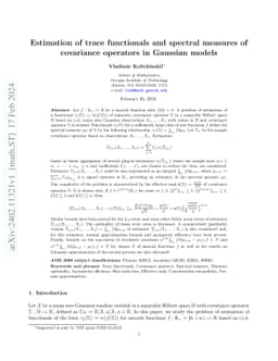 Estimation of trace functionals and spectral measures of covariance
  operators in Gaussian models