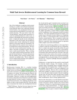Multi Task Inverse Reinforcement Learning for Common Sense Reward