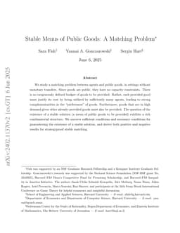 Stable Menus of Public Goods: A Matching Problem