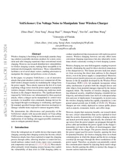 VoltSchemer: Use Voltage Noise to Manipulate Your Wireless Charger