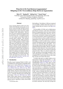 When Do LLMs Need Retrieval Augmentation? Mitigating LLMs'
  Overconfidence Helps Retrieval Augmentation