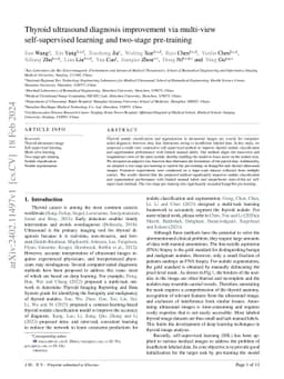 Thyroid ultrasound diagnosis improvement via multi-view self-supervised
  learning and two-stage pre-training