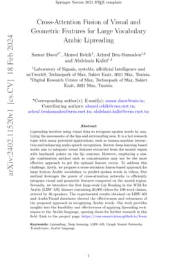 Cross-Attention Fusion of Visual and Geometric Features for Large
  Vocabulary Arabic Lipreading