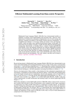 Efficient Multimodal Learning from Data-centric Perspective
