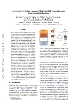 LongAgent: Scaling Language Models to 128k Context through Multi-Agent
  Collaboration