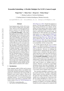 Extensible Embedding: A Flexible Multipler For LLM's Context Length