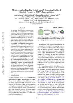 Metric-Learning Encoding Models Identify Processing Profiles of
  Linguistic Features in BERT's Representations