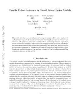 Doubly Robust Inference in Causal Latent Factor Models