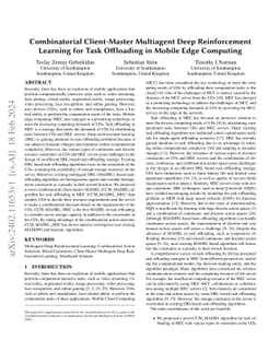 Combinatorial Client-Master Multiagent Deep Reinforcement Learning for
  Task Offloading in Mobile Edge Computing